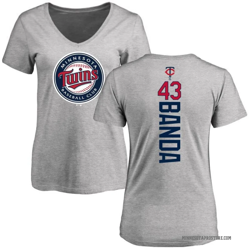 Anthony Banda Women's Ash Minnesota Twins Backer Slim Fit T-Shirt -