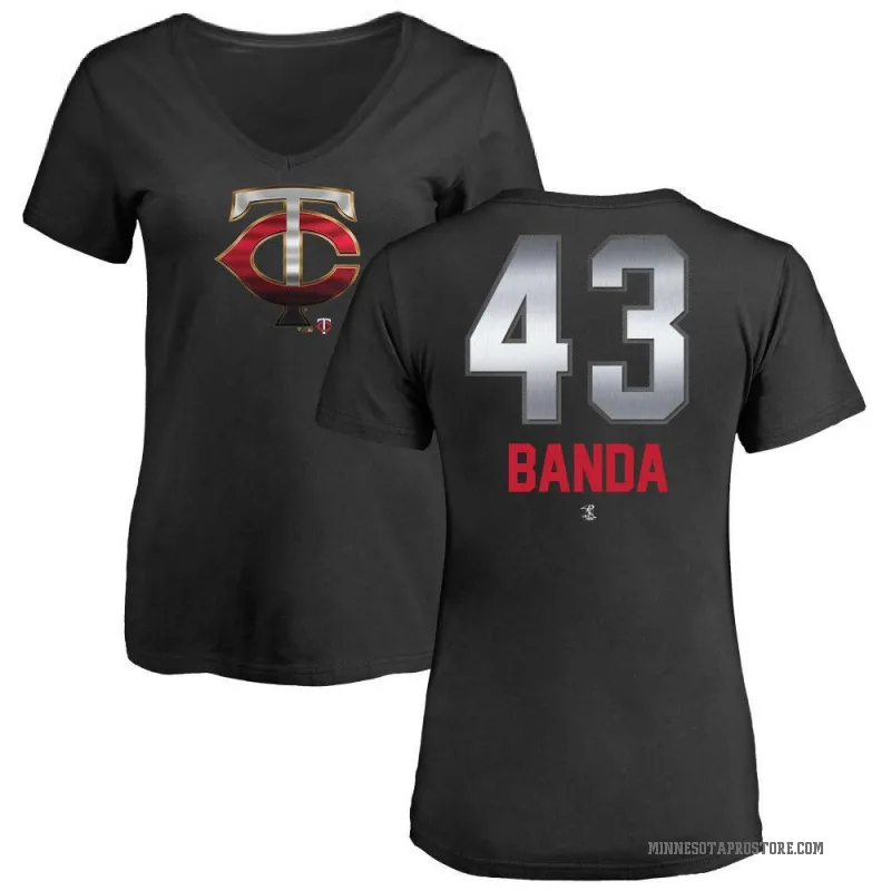 Anthony Banda Women's Black Minnesota Twins Midnight Mascot V-Neck T-Shirt -