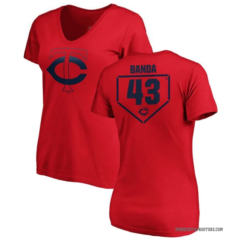 Anthony Banda Women's Red Minnesota Twins RBI Slim Fit V-Neck T-Shirt -