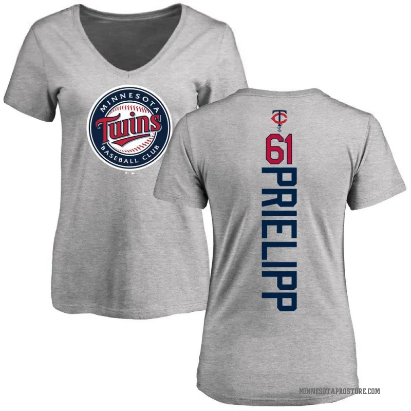 Connor Prielipp Women's Ash Minnesota Twins Backer Slim Fit T-Shirt -
