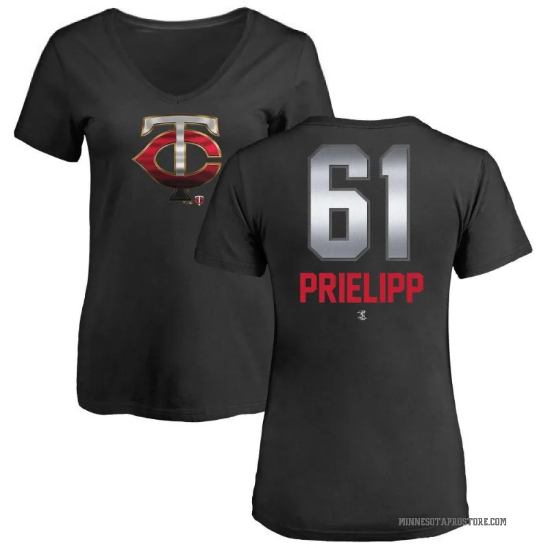 Connor Prielipp Women's Black Minnesota Twins Midnight Mascot V-Neck T-Shirt -