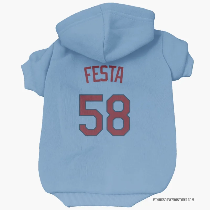 David Festa  Light Blue Minnesota Twins  Cat & Dog Pet Hoodie