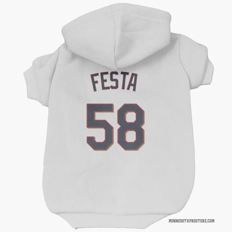 David Festa  White Minnesota Twins  Cat & Dog Pet Hoodie