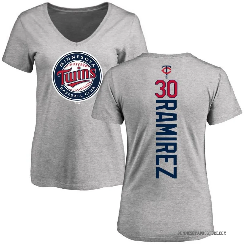 Erasmo Ramirez Women's Ash Minnesota Twins Backer Slim Fit T-Shirt -