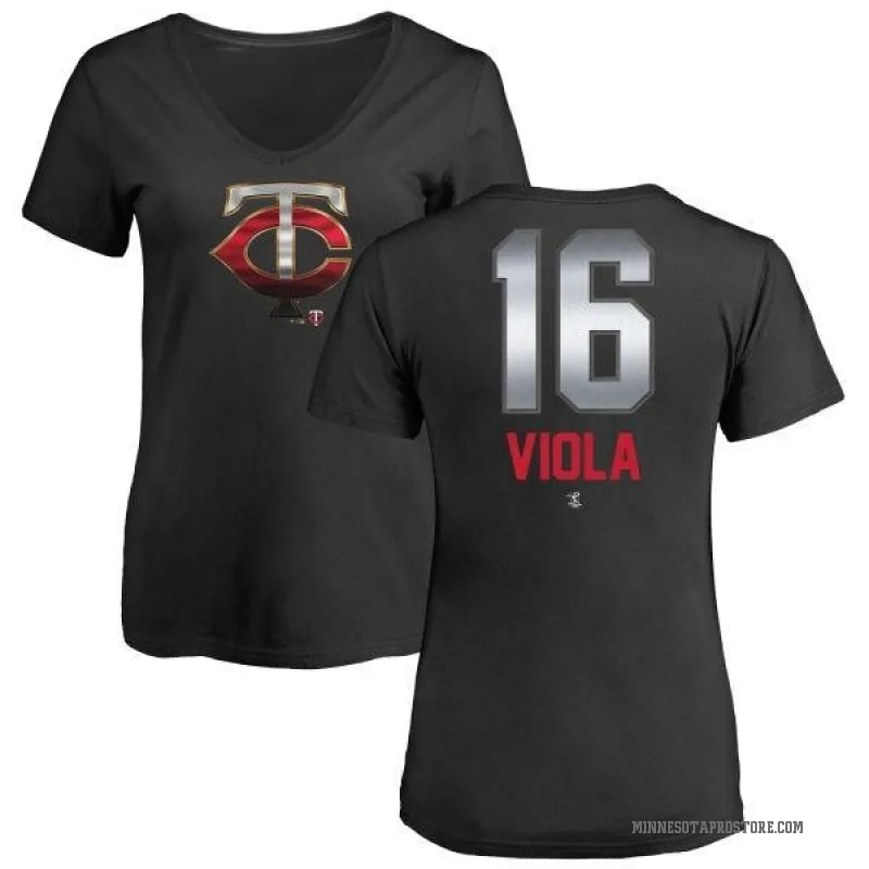 Frank Viola Women's Black Minnesota Twins Midnight Mascot V-Neck T-Shirt -