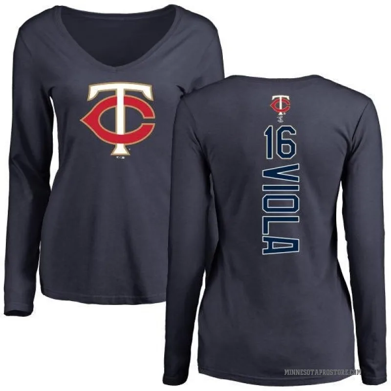 Frank Viola Women's Navy Minnesota Twins Backer Slim Fit Long Sleeve T-Shirt -
