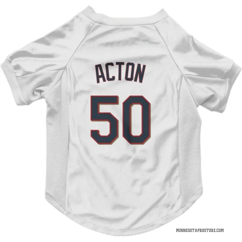 Garrett Acton  White Minnesota Twins  Cat & Dog Pet Jersey