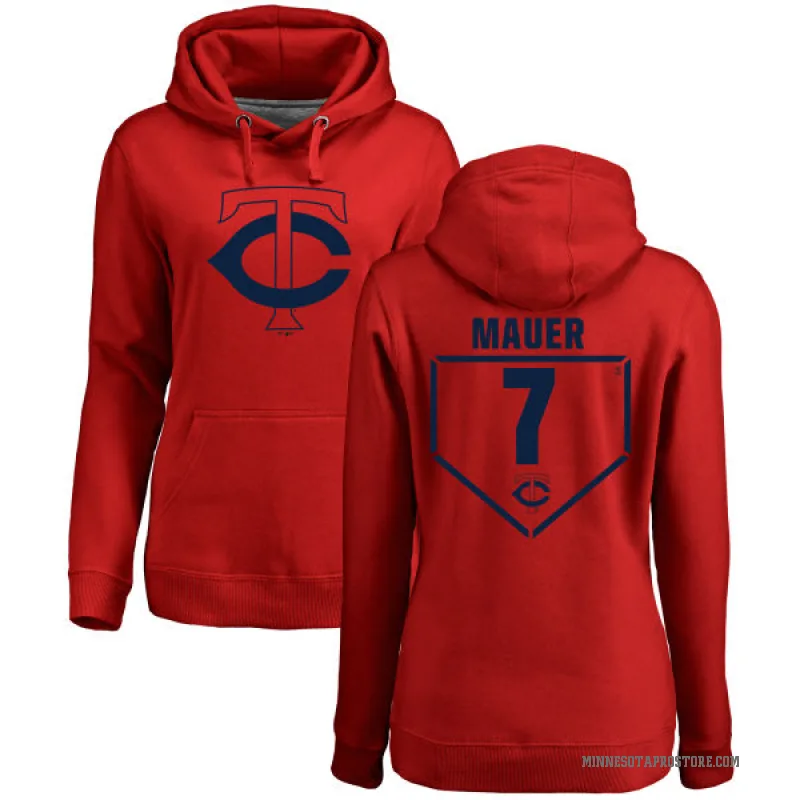 Joe Mauer Women's Red Minnesota Twins Branded RBI Pullover Hoodie -