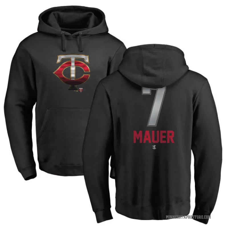 Joe Mauer Youth Black Minnesota Twins Branded Midnight Mascot Pullover Hoodie -