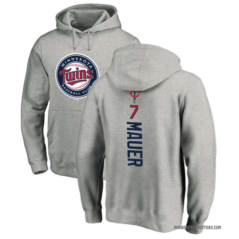 Joe Mauer Youth Minnesota Twins Ash Backer Pullover Hoodie