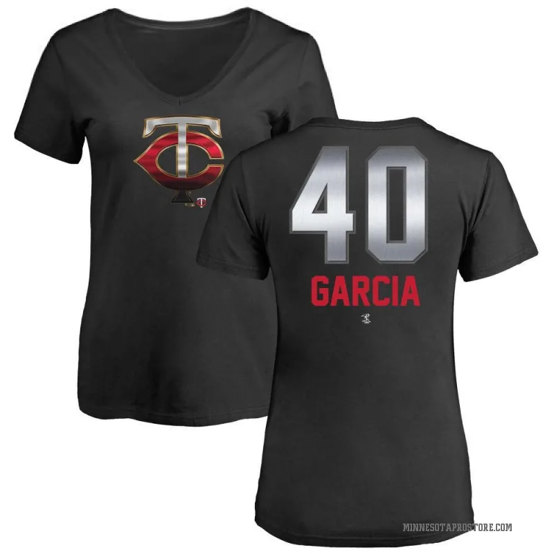 Luis Garcia Women's Black Minnesota Twins Midnight Mascot V-Neck T-Shirt -