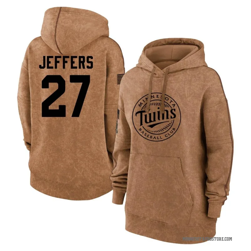 Ryan Jeffers Women's Brown Minnesota Twins 2023 Salute to Service Pullover Hoodie