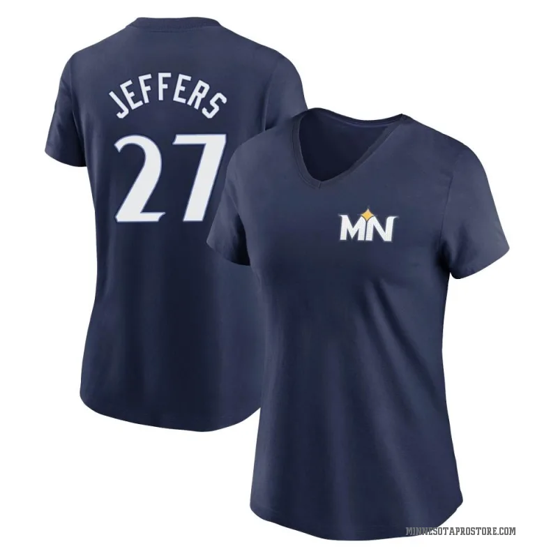Ryan Jeffers Women's Navy Minnesota Twins 2024 City Connect Fuse V-Neck T-Shirt