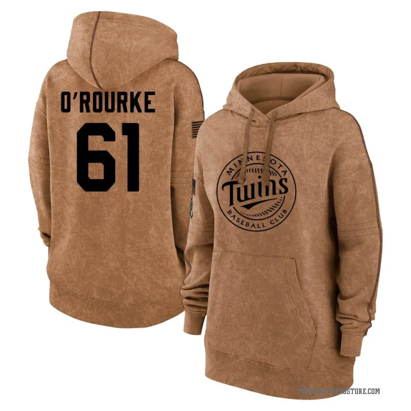 Ryan O'Rourke Women's Brown Minnesota Twins 2023 Salute to Service Pullover Hoodie