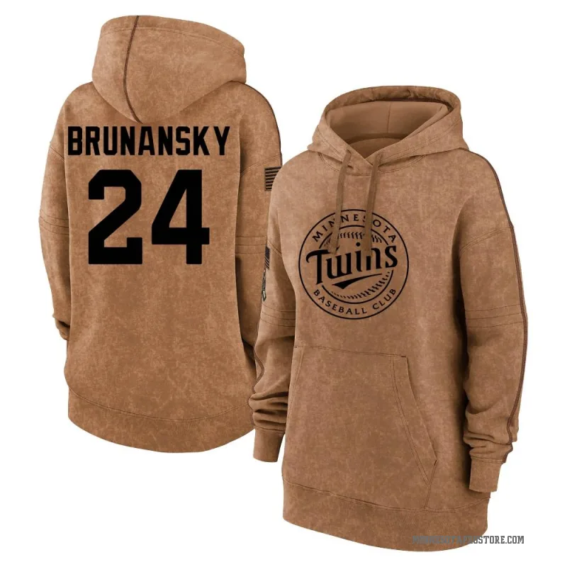 Tom Brunansky Women's Brown Minnesota Twins 2023 Salute to Service Pullover Hoodie