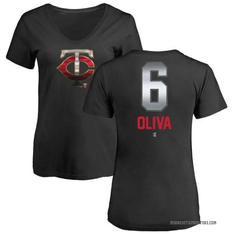 Tony Oliva Women's Black Minnesota Twins Midnight Mascot V-Neck T-Shirt -