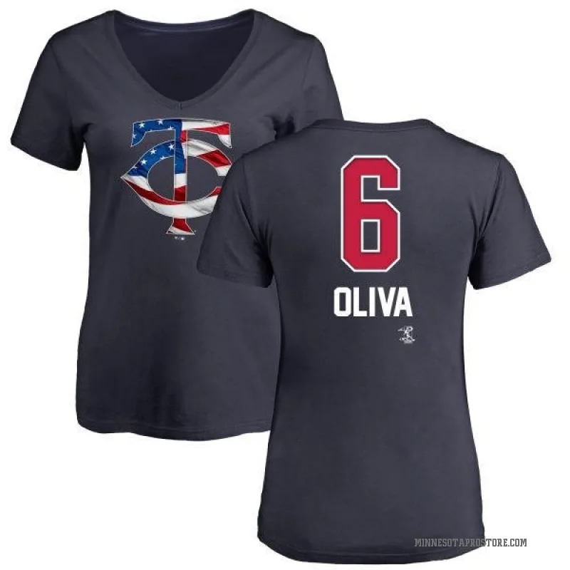 Tony Oliva Women's Navy Minnesota Twins Name and Number Banner Wave V-Neck T-Shirt -