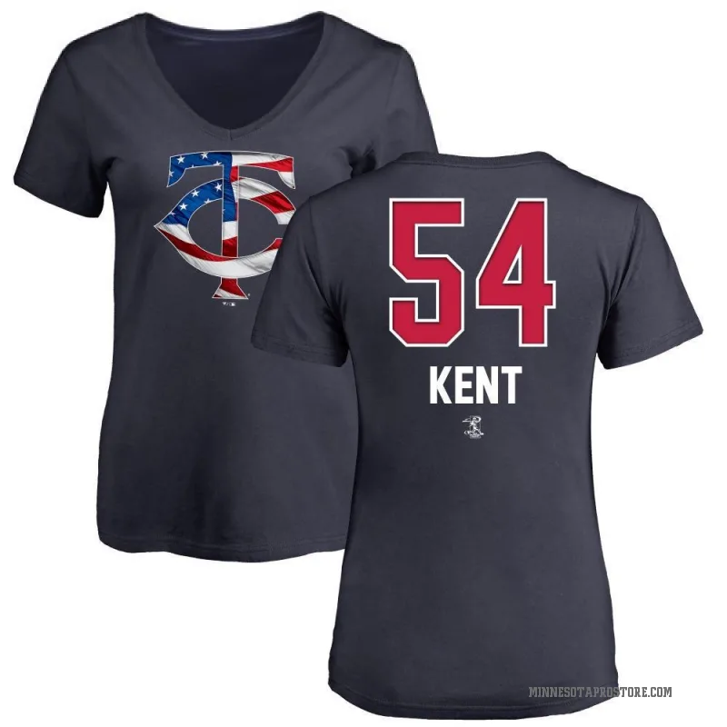 Zak Kent Women's Navy Minnesota Twins Name and Number Banner Wave V-Neck T-Shirt -